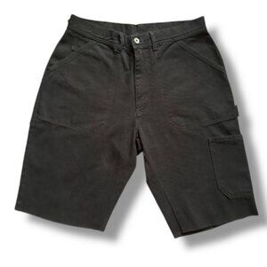 Albam Black Denim Garment Dyed Carpenter Shorts Raw Hem Men's Size 32 Summer